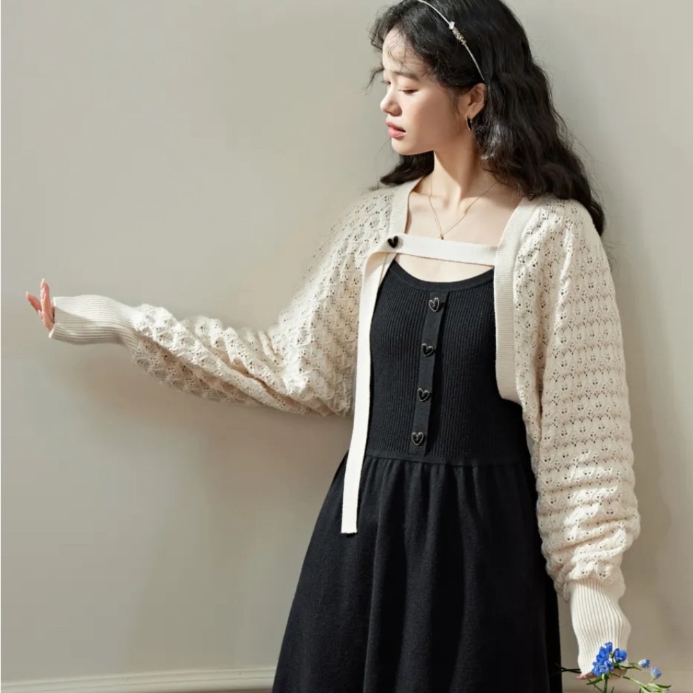 Cropped Cardigan and Dress Set